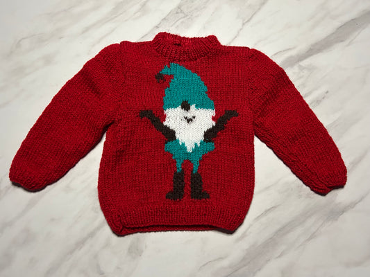 Pull rouge à motif lutin  - 1 ans