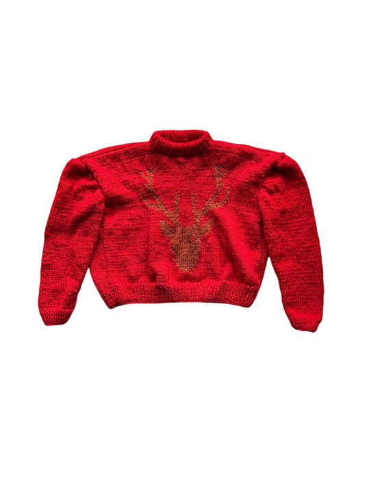 Pull rouge renne de Noël - 3 ans