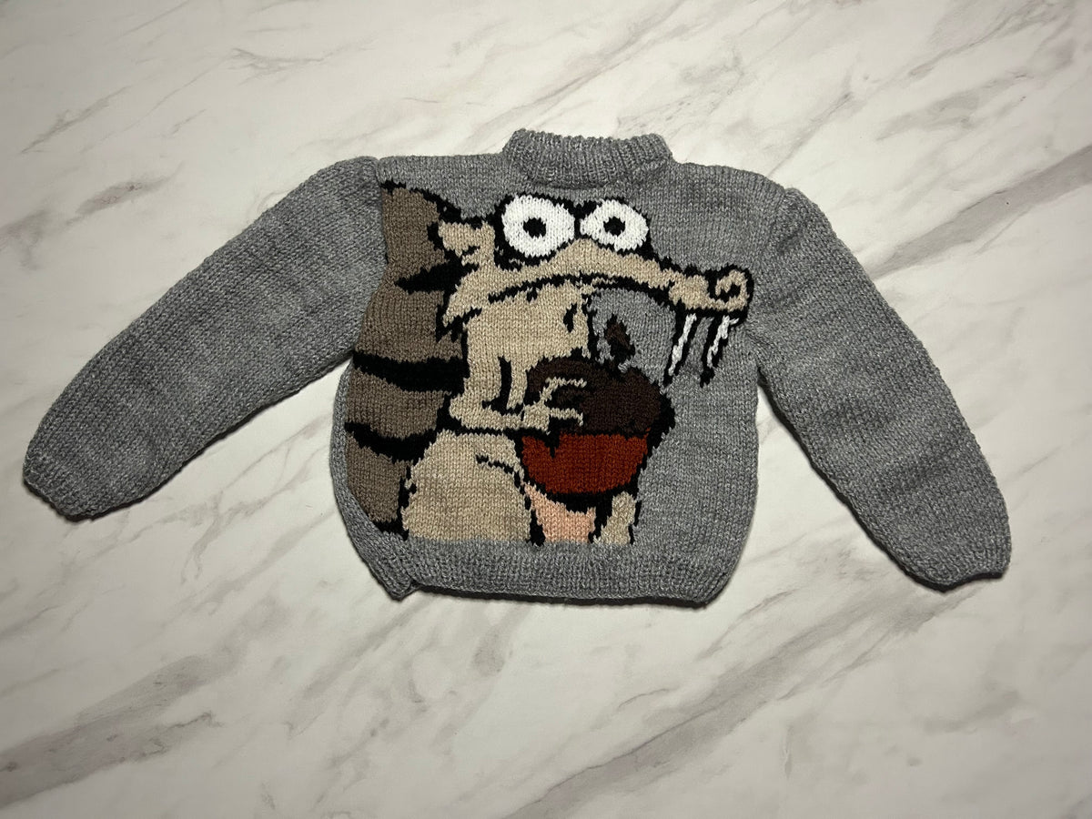 Pull gris à motif écureuil- 18 mois