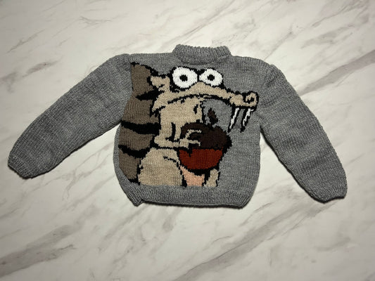 Pull gris à motif écureuil- 18 mois