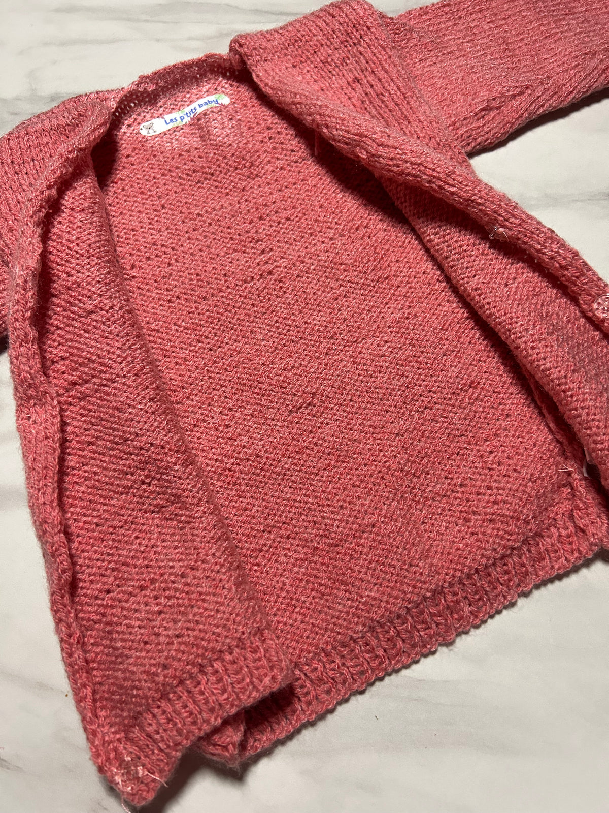Gilet bébé rose brique à boutons-pression – 1 an