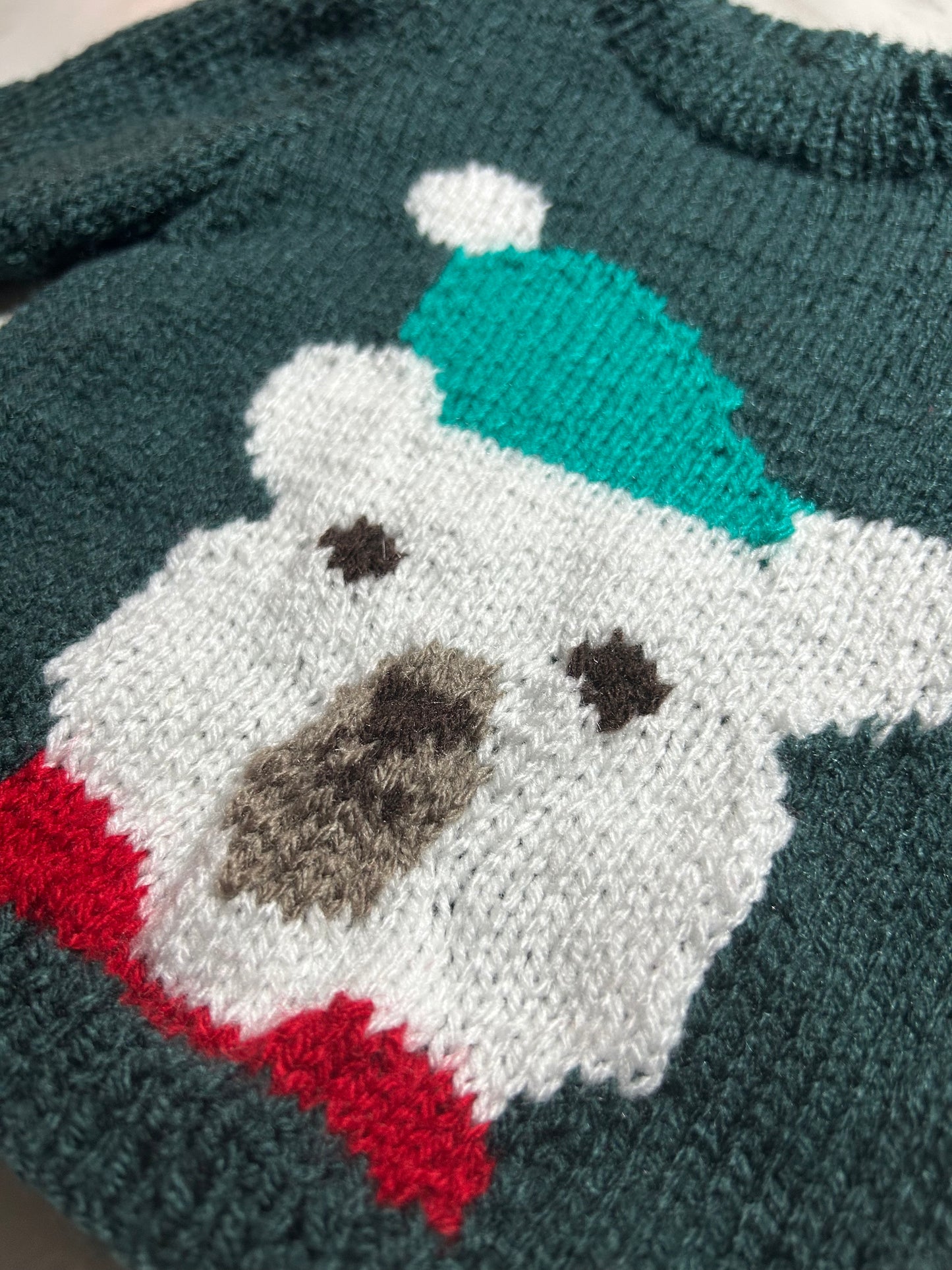 motif ours pull bébé fait main tricot