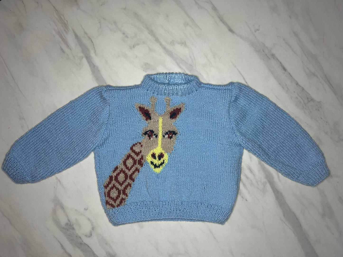 Pull Girafe bleu ciel - 2 ans