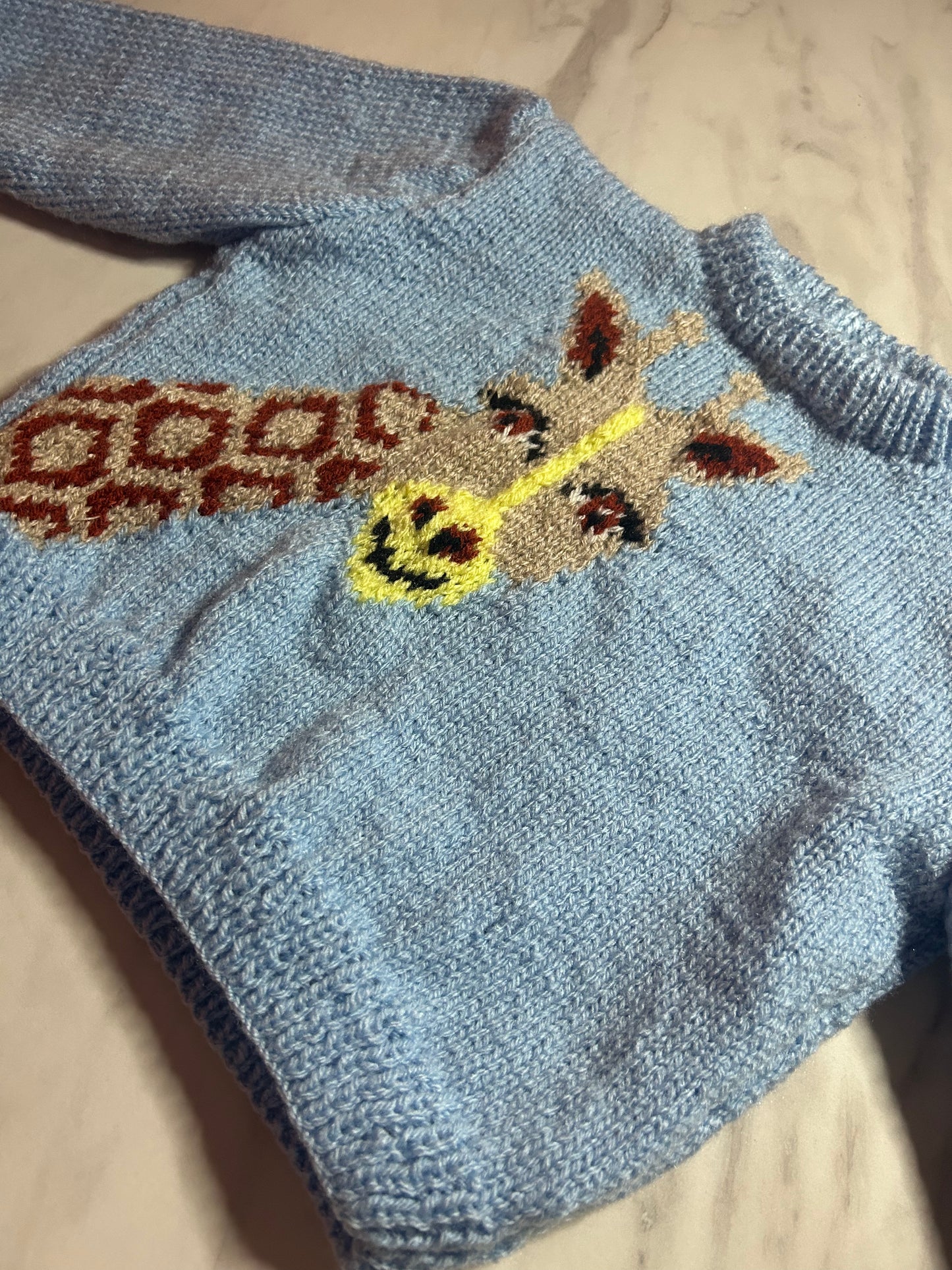 Pull Girafe bleu ciel - 2 ans