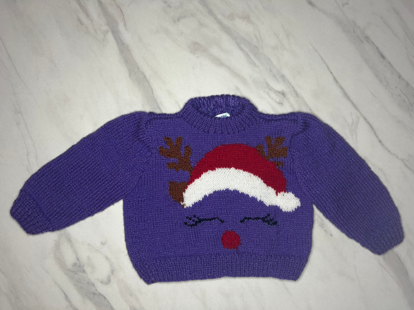 Pull de Noël Renne violet - 12 mois
