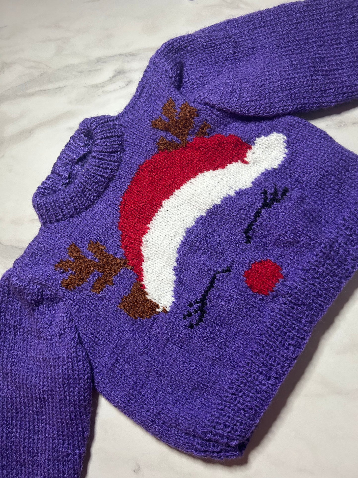 Pull de Noël Renne violet - 12 mois