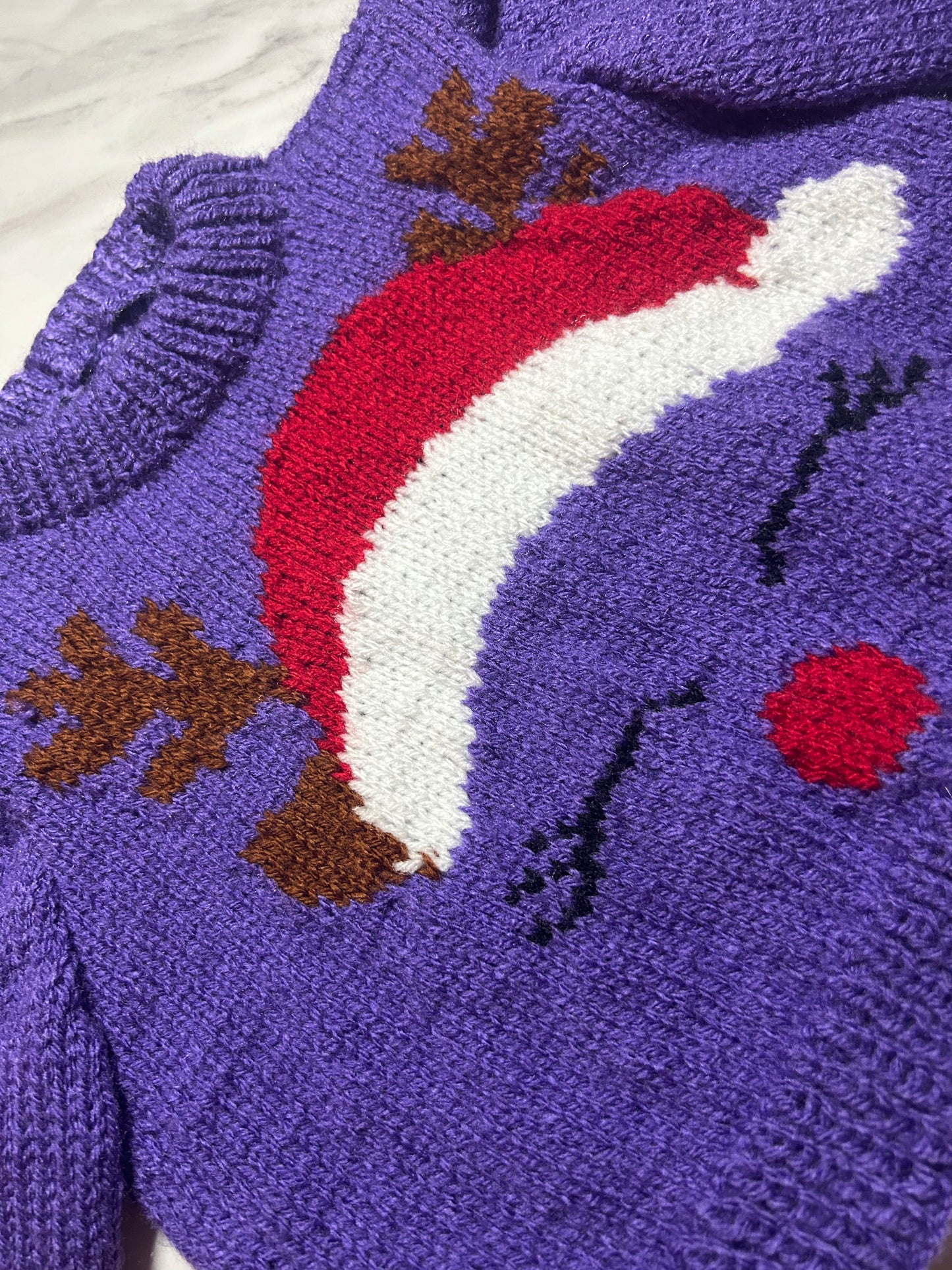Pull de Noël Renne violet - 12 mois