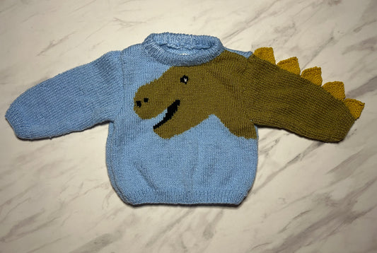 Pull Dinosaure bleu - 18 mois