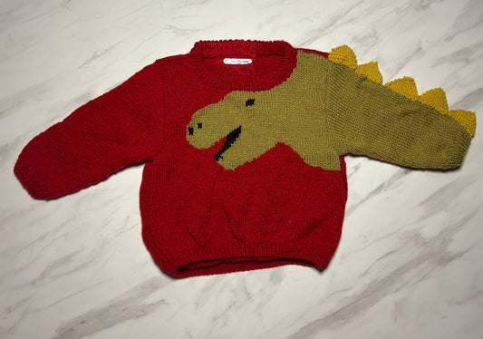 Pull Dinosaure rouge - 2 ans
