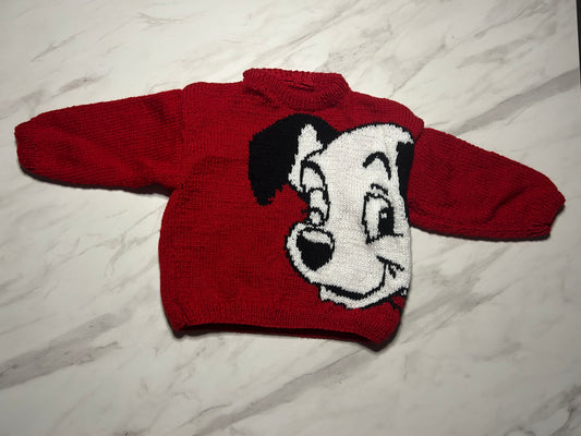Pull rouge à motif chien - 3 ans