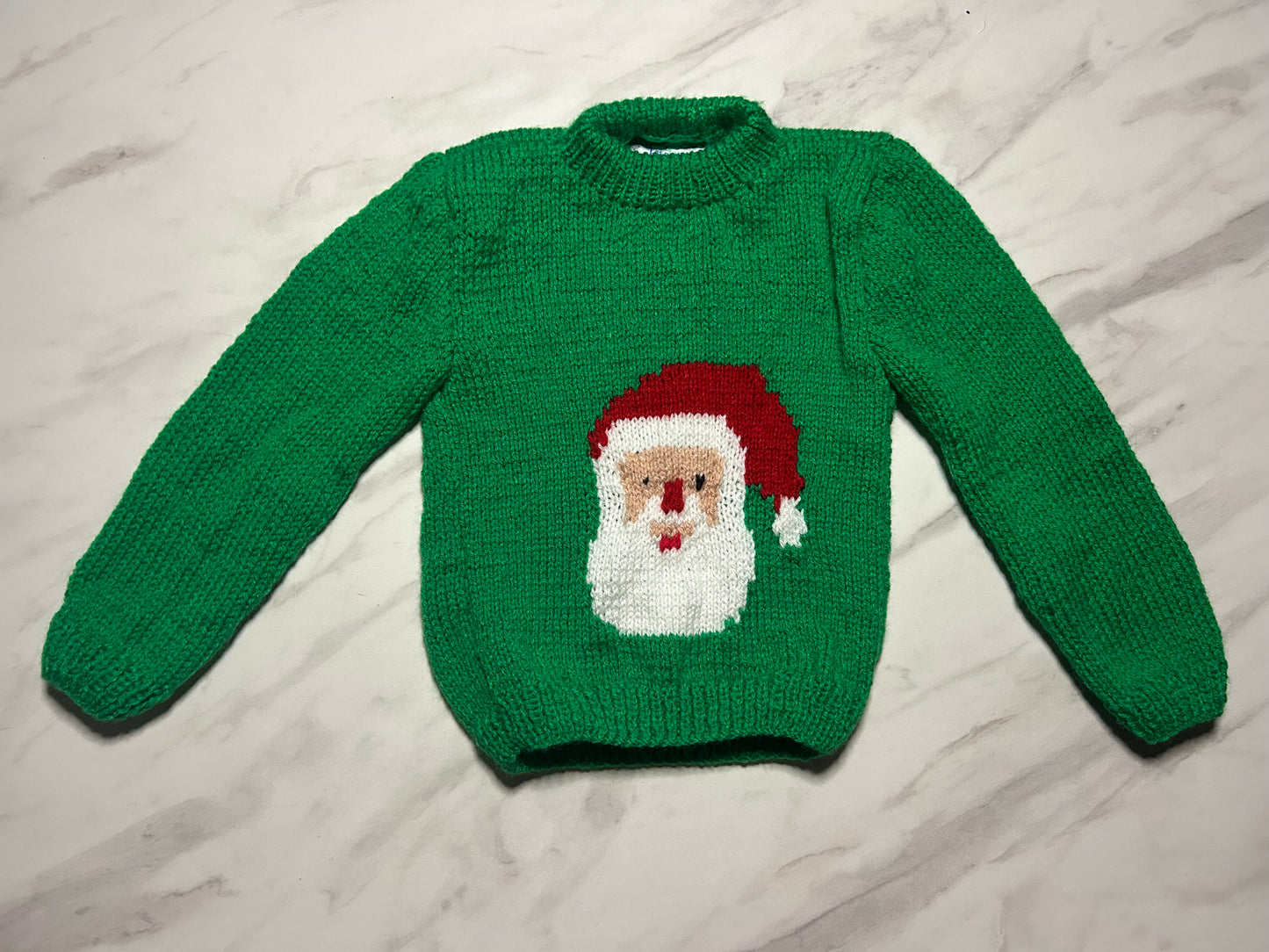Pull de Noël vert motif Père Noël - 2 ans