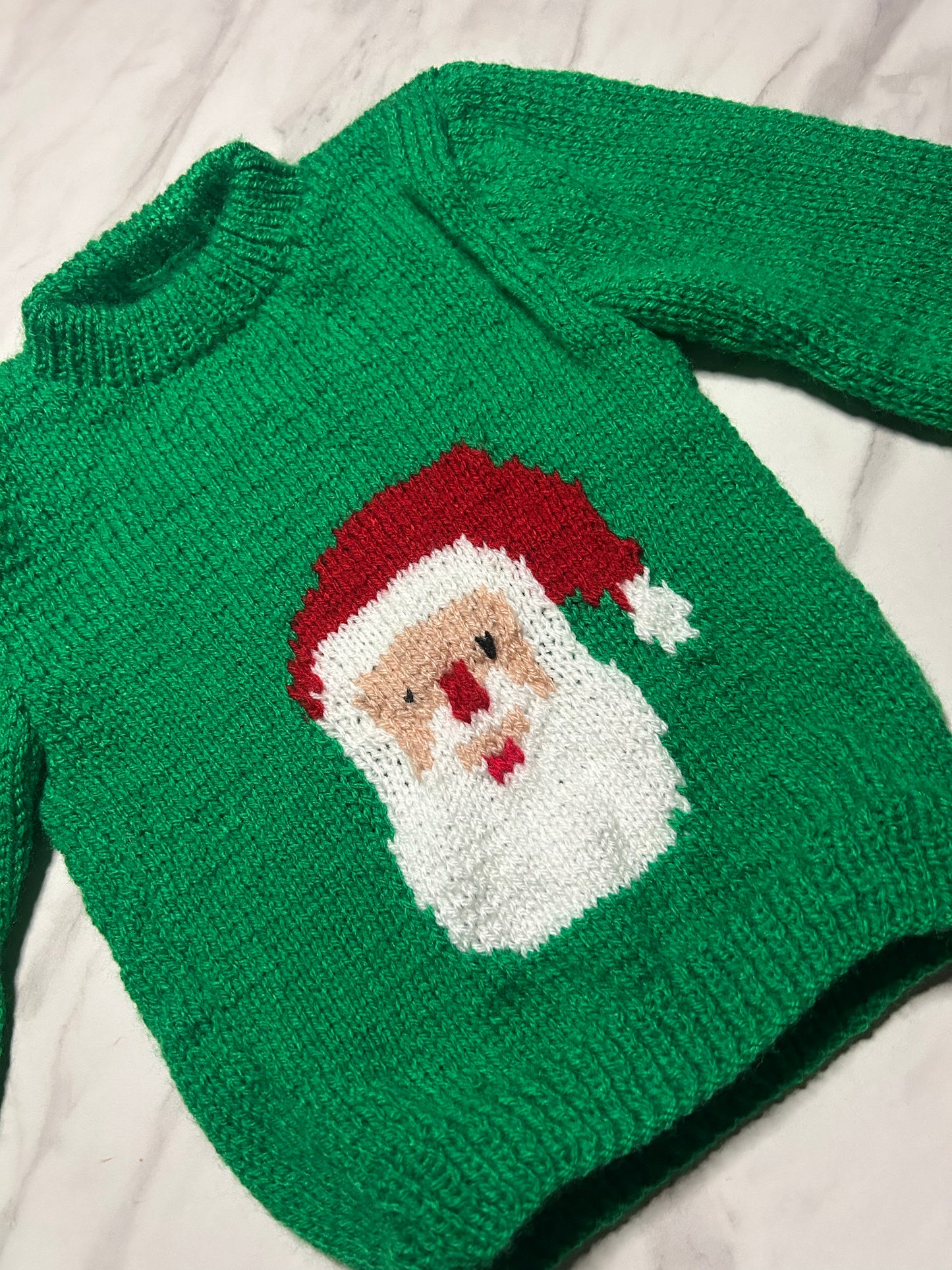 Pull de Noël vert motif Père Noël - 2 ans