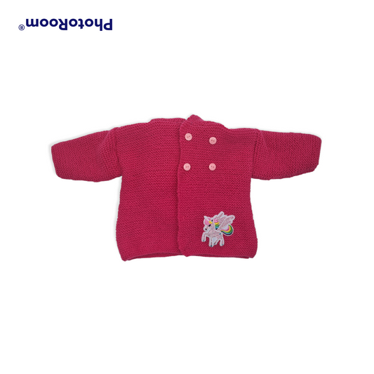 Gilet rose à capuche avec sa licorne - 3 mois