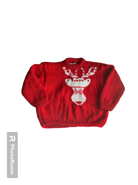 Pull rouge renne de Noël - 3 ans Les P'tits Baby