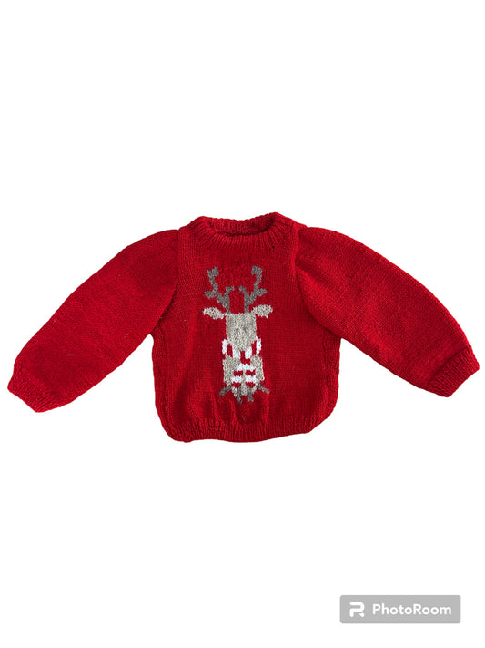 Pull rouge cerf de Noël - 3 ans Les P'tits Baby