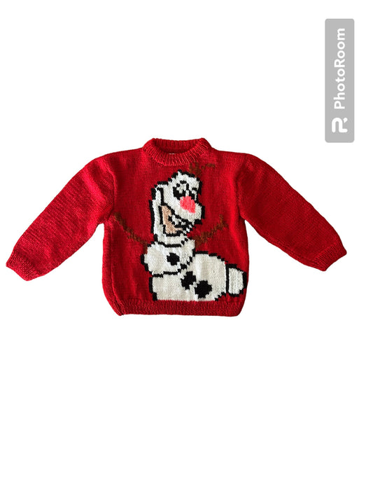 Pull de couleur rouge avec Olaf - 4 ans Les P'tits Baby