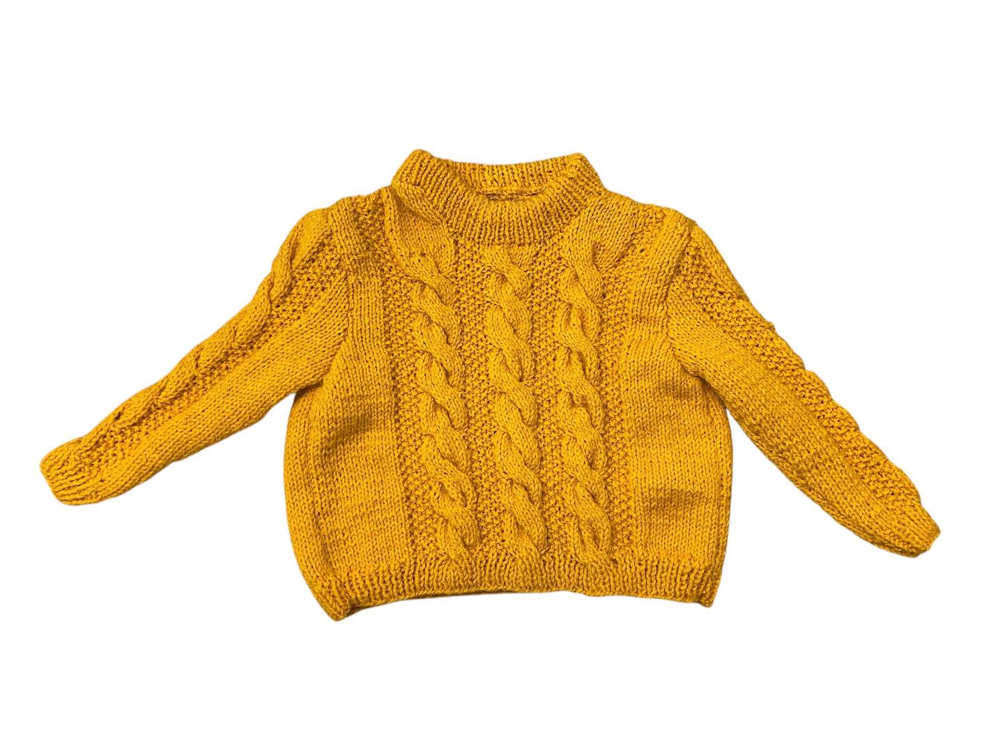 Pull à torsade de couleur moutarde - 2 ans