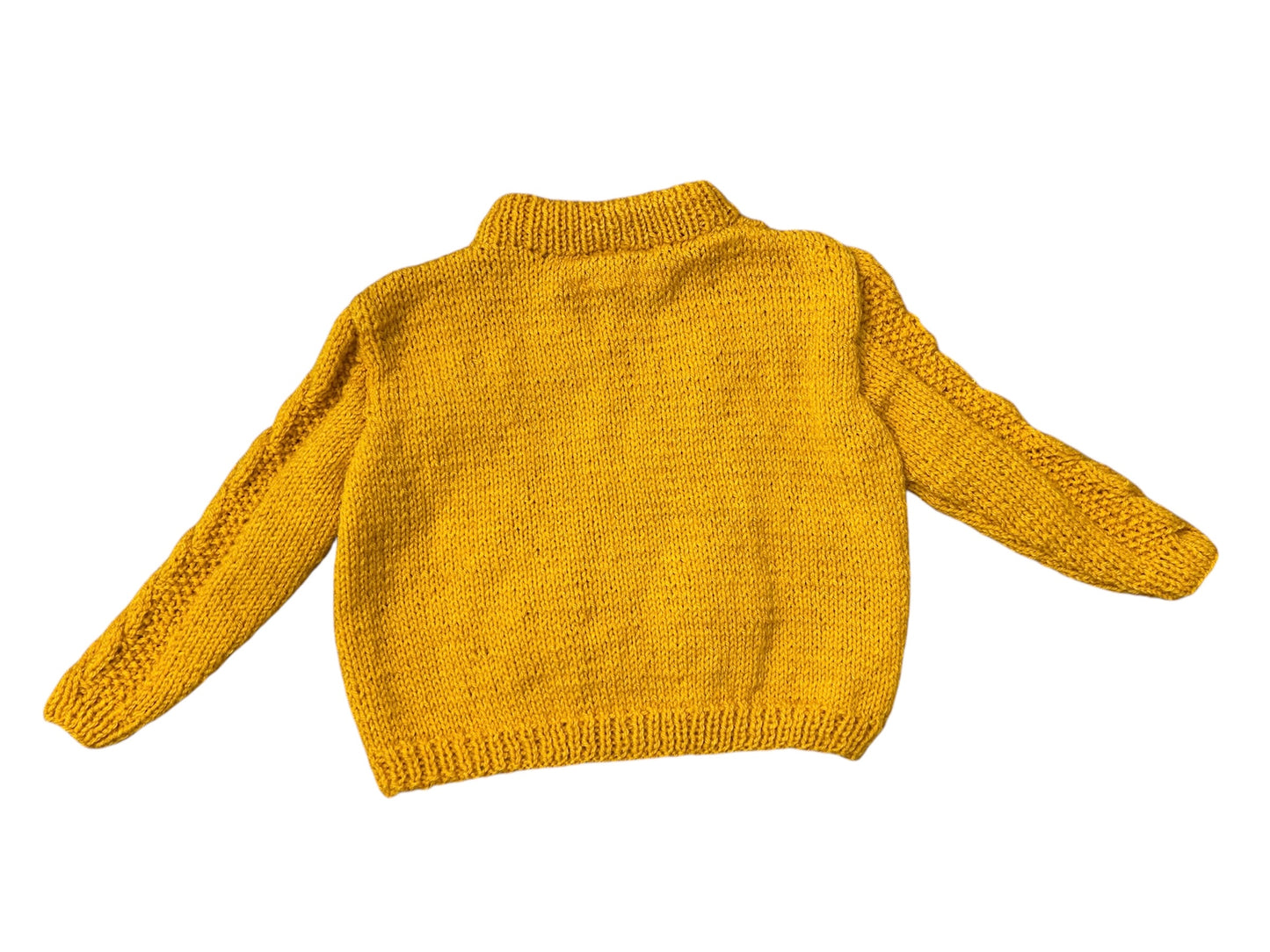 Pull à torsade de couleur moutarde - 2 ans